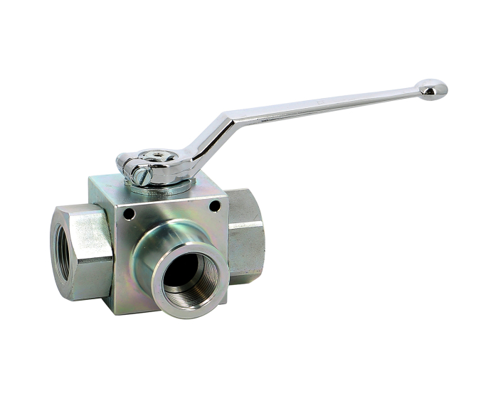 Carbon steel ball valve 721 3 way L-port BSP high pressure 1/4''